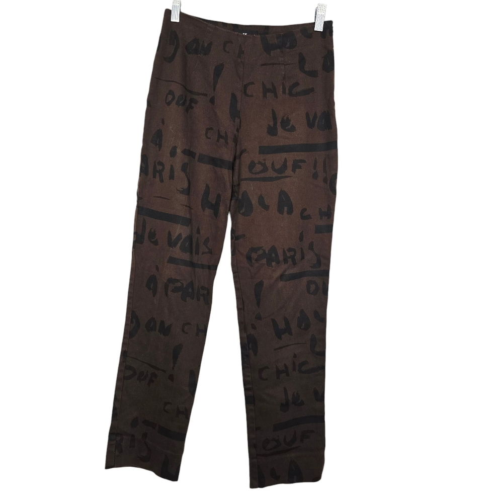 La Vore Brown Black Graffiti Side Zip Pants Womens Size 4